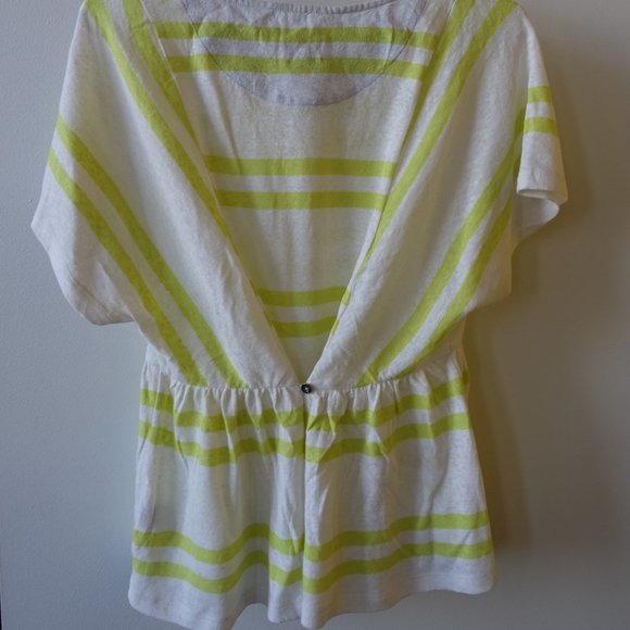 *9-H15 STCL* Yellow Hitch Stripe Shirt Top 0 XS - Picture 10 of 11